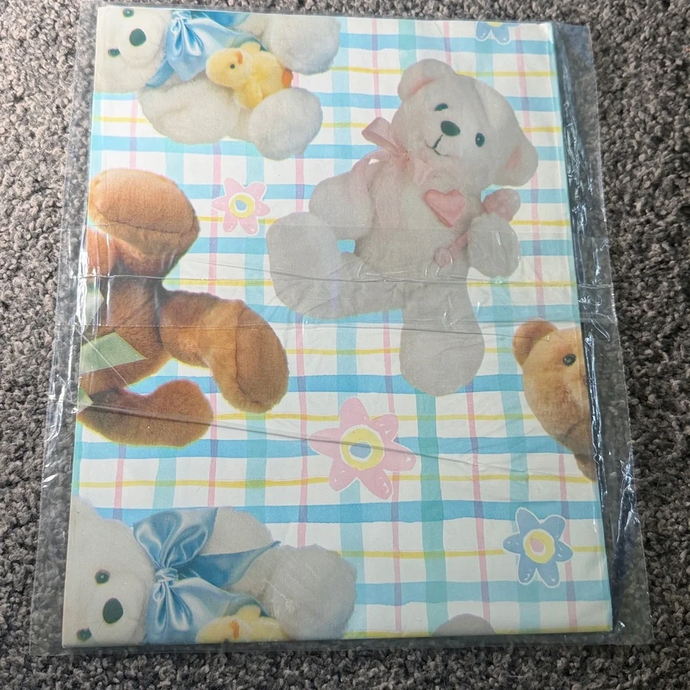 5/$25 VINTAGE Baby Shower Wrapping Paper Teddy Bears